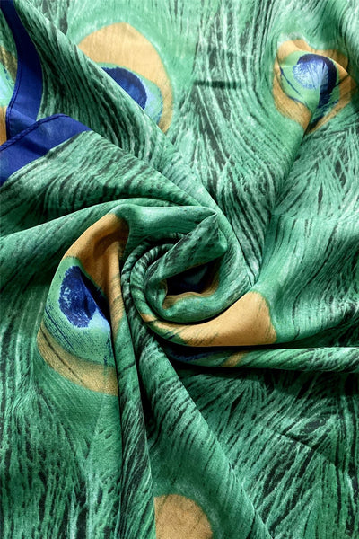 Peacock Print Silk Scarf - Hauslife