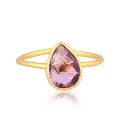 Pear Cut Amethyst Gold Ring - Hauslife