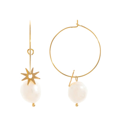Pearl Sun Hoop Earrings - Hauslife