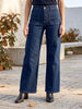 Penny Wide Leg Patch Pocket Jeans – Dark Blue - Hauslife