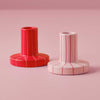 Pink and Red Candle Holder Pair - Hauslife