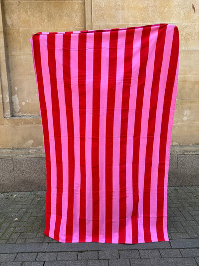 Pink Stripe Handblock Tablecloth - Hauslife