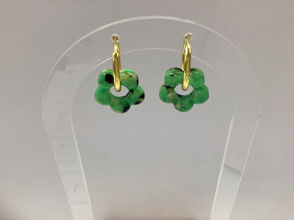 Polly Small Disc and Resin Floral Earrings - Hauslife