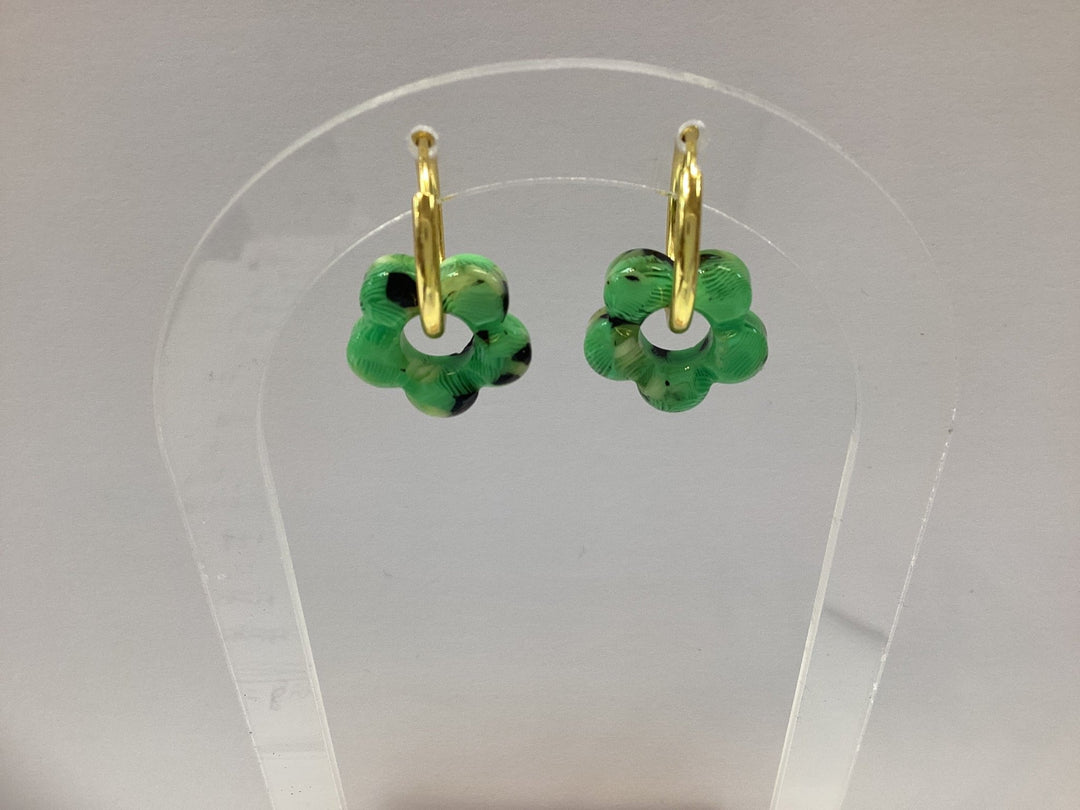 Polly Small Disc and Resin Floral Earrings - Hauslife
