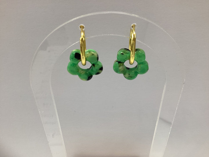 Polly Small Disc and Resin Floral Earrings - Hauslife