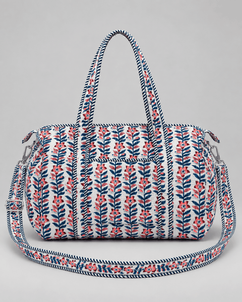 Quilted Cotton Duffle Bag - Coral Garden - Hauslife
