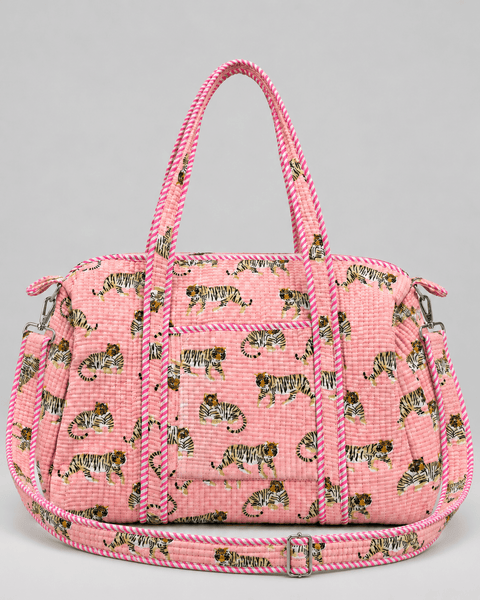 Quilted Cotton Duffle Bag - Pink Tigers - Hauslife