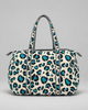 Quilted Cotton Duffle Bag - Turquoise Leopard - Hauslife
