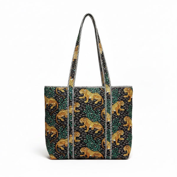 Quilted Cotton Tote Bag – Jaguars in the Jungle - Hauslife