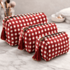 Quilted Cotton Washbag - Burgundy Gingham - Hauslife