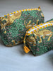 Quilted Cotton Washbag - Green Jaguars - Hauslife
