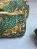 Quilted Cotton Washbag - Green Jaguars - Hauslife