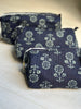 Quilted Cotton Washbag - Indigo Carnations - Hauslife