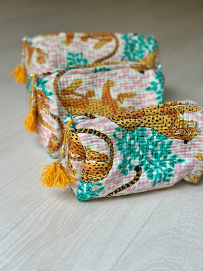 Quilted Cotton Washbag - Jaguars in the Jungle - Hauslife