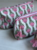 Quilted Cotton Washbag - Pink Campanula - Hauslife