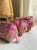 Quilted Cotton Washbag - Pink Jaguars - Hauslife
