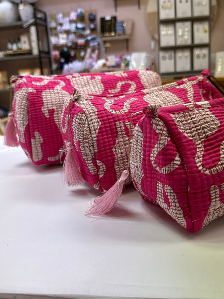 Quilted Cotton Washbag - Pink Tigers - Hauslife