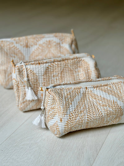 Quilted Cotton Washbag - Yellow Paisley - Hauslife
