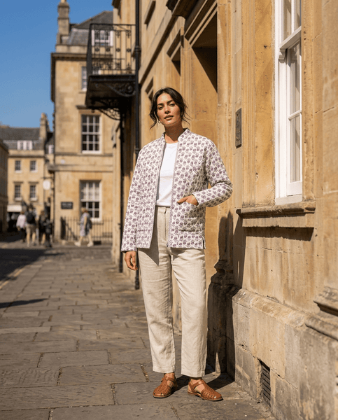 Quilted Jacket - White Floral - Hauslife