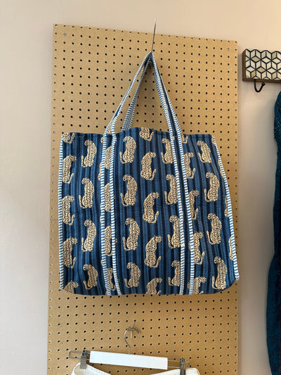 Quilted Weekender Bag - Blue Cheetah - Hauslife