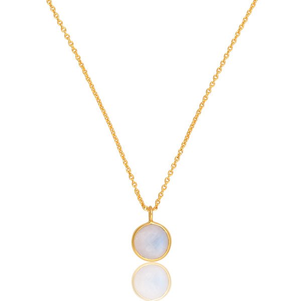 Rainbow Moonstone Pendant Necklace with 18K Gold Chain - Hauslife