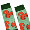 Red Squirrel Socks | Bamboo Socks | Light Green Socks - Hauslife