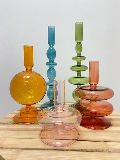 Retro Glass Candle Holders - Hauslife