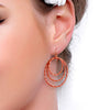 Rose Gold Hammered Triple Hoop Earrings - Hauslife