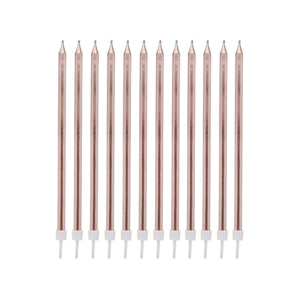 Rose Gold Tall Skinny Wax Candles 12 Pack - Hauslife