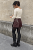 Ruby Woven Faux Leather Skort – Burgundy - Hauslife