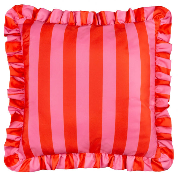 Ruffle Printed Outdoor Cushion Pink/Red - Hauslife