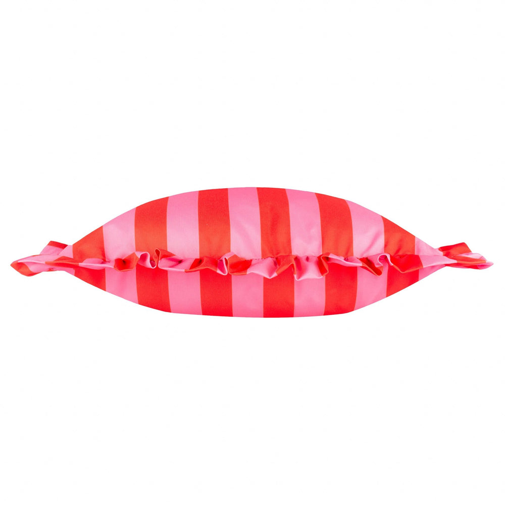 Ruffle Printed Outdoor Cushion Pink/Red - Hauslife