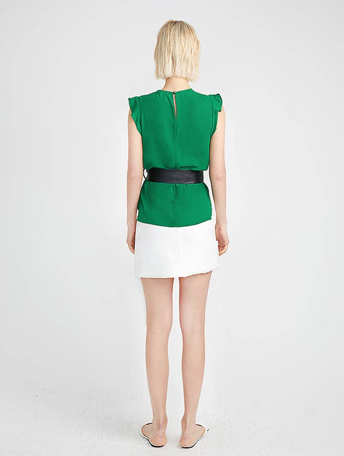 Ruffled Cap Sleeve Chiffon Blouse - Hauslife