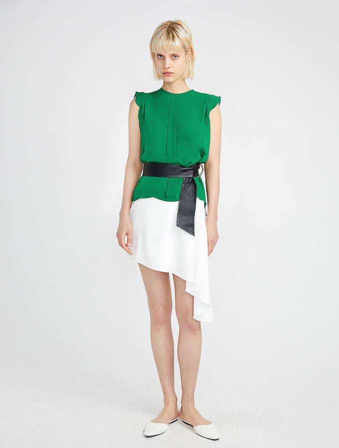 Ruffled Cap Sleeve Chiffon Blouse - Hauslife
