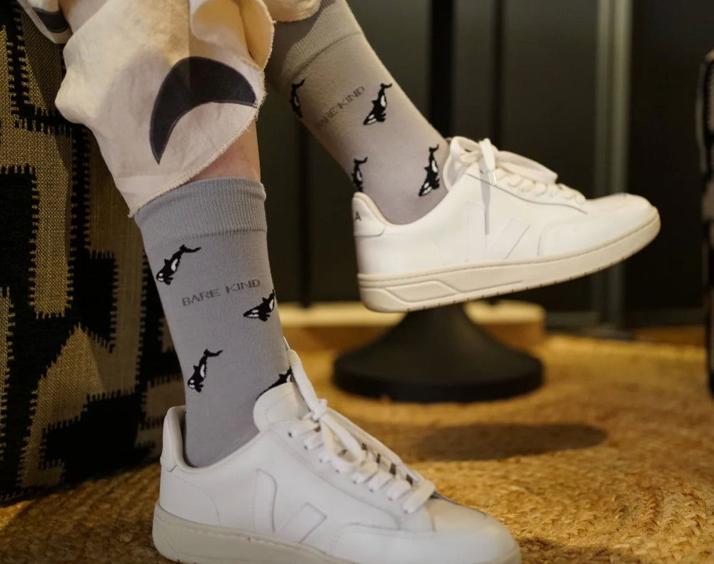 Save The Orcas Grey Bamboo Socks - Hauslife