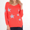 Scattered Star Print Lightweight Cotton Jumper Coral Lilac - Hauslife