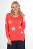 Scattered Star Print Lightweight Cotton Jumper Coral Lilac - Hauslife