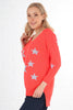 Scattered Star Print Lightweight Cotton Jumper Coral Lilac - Hauslife