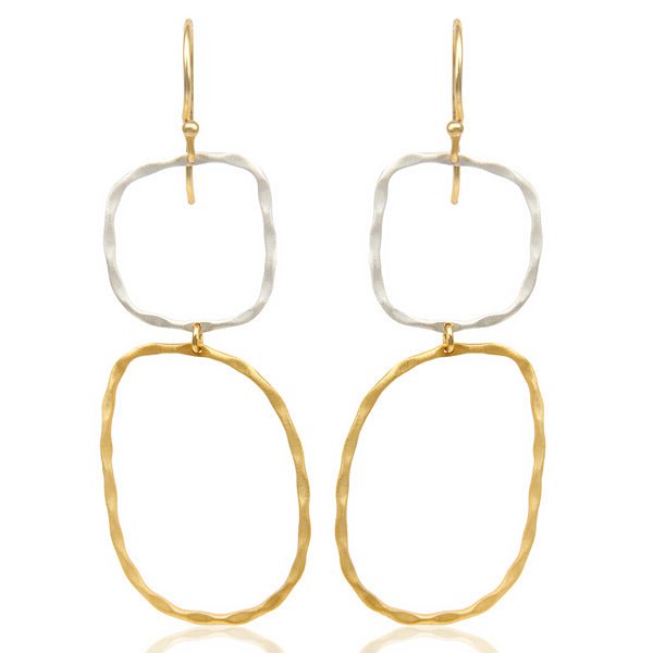 Silver & Gold Hammered Double Earring - Hauslife