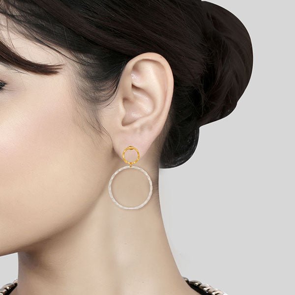 Silver &amp; Gold Hoop Stud Earrings - Hauslife