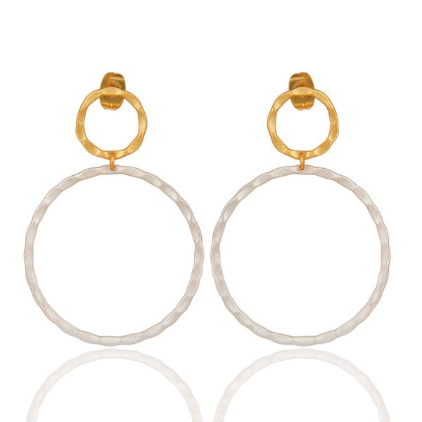 Silver &amp; Gold Hoop Stud Earrings - Hauslife