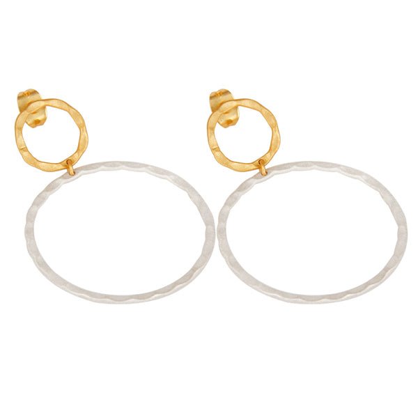 Silver &amp; Gold Hoop Stud Earrings - Hauslife