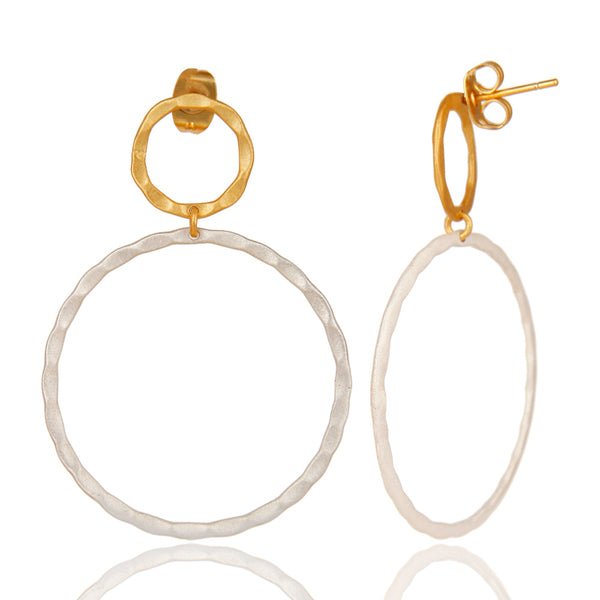 Silver &amp; Gold Hoop Stud Earrings - Hauslife