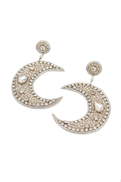 SILVER MOON BEADED EARRINGS - Hauslife