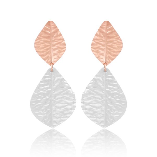 Silver & Rose Gold Leaf Earrings - Hauslife