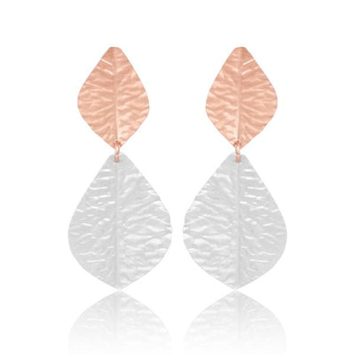 Silver & Rose Gold Leaf Earrings - Hauslife