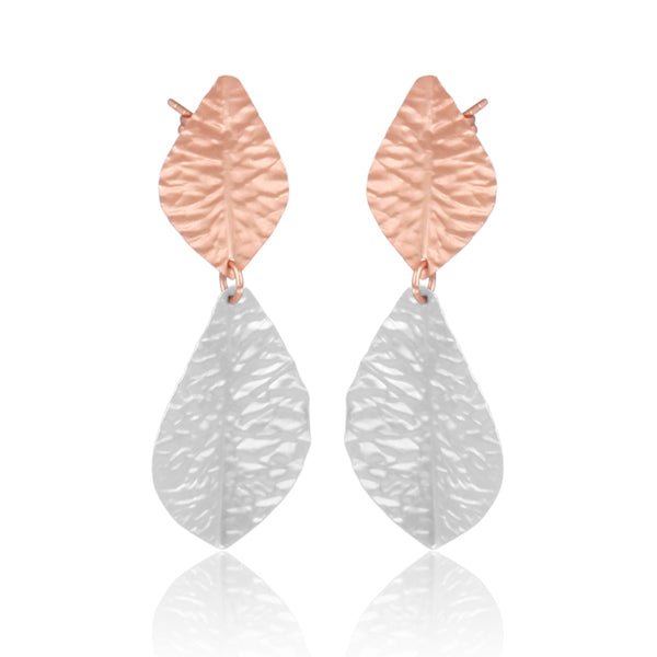 Silver & Rose Gold Leaf Earrings - Hauslife