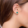 Silver Stud Earrings with Green Onyx Inset - Hauslife