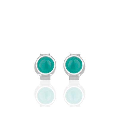 Silver Stud Earrings with Green Onyx Inset - Hauslife