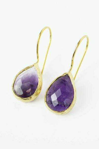 Single Drop Amethyst Earrings - Hauslife